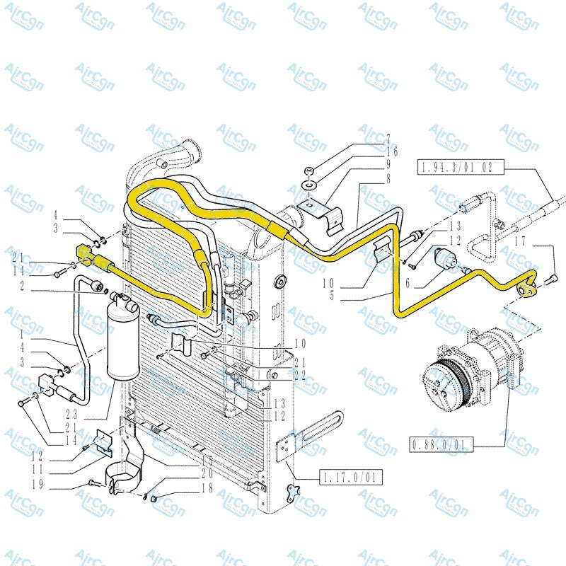 CNH AC hose assembly