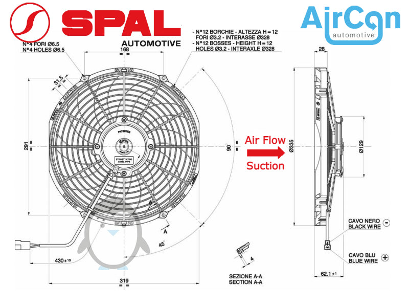 12V Spal VA10-AP50_C-61A, VA10AP50C61A, 42569107, 781201, 30315176, 1209069, 3010.1522, AC3010.1522, AC 3010.1522, AC-3010.1522, 413140, TK413140, TK781201, MC-8402386, MC-8402379, MC-8402380, MC-8402430, MC-8402406, MC8402386, MC8402379, MC8402380, MC8402430, MC8402406, 8402386, 8402379, 8402380, 8402430, 8402406