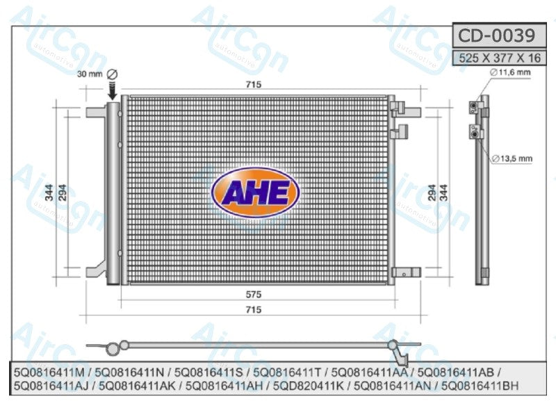 Audi A3 / Q2 AC Condenser radiator