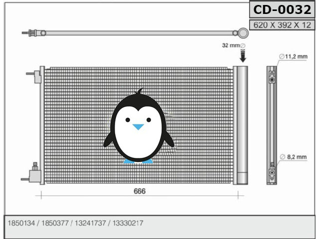 CD-0032 Chevrolet / Opel / Vauxhall / SAAB 13241737 13330217 1850377 1850134 43373 - Air Con Automotive