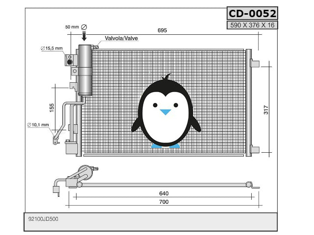 Nissan Qashqai condenser 2100JD51A, 92100JD50A, 92100JD500, 43282, 92100JD50A, 16-1434, 814009, 8FC351310141, 35974