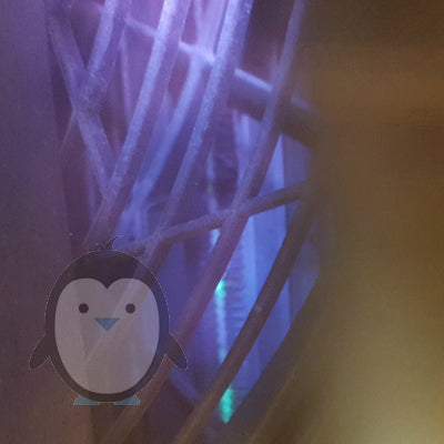 UV leak detection dye under UV lamp