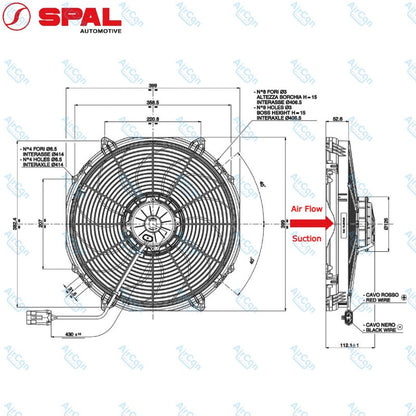 12V SPAL VA33AP71LL65A 385mm curved suction