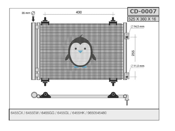 Citroen Picasso air conditioning condenser 6455EW 6455GG 6455GL 6455HJ 6455HK 6455CX 6455EV 6455GH 6455HN 6455HT 96825319 9650545480