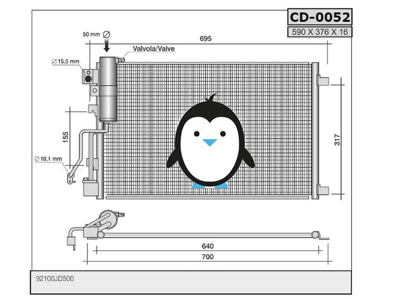 Nissan Qashqai condenser 2100JD51A, 92100JD50A, 92100JD500, 43282, 92100JD50A, 16-1434, 814009, 8FC351310141, 35974