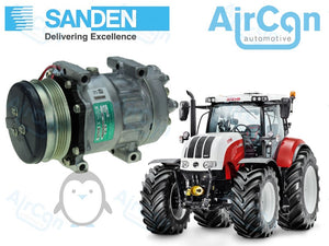 STEYR PROFI 4000 and 6000 series air conditioning compressor 87709785, 87802912, 87202910, SD7H156021, SCU8148, SCU6021, 1201381, 509-6184, 509-61843, 47808999, 78604, 1012-53911, 101253911, 200D99, B74443, 829202-166E, 829202-166, 829202166E, 829202166 Sanden SD7H15-8148, SD7H15-6021, SD7H15 8148, SD7H15 6021, SD7H158148, 